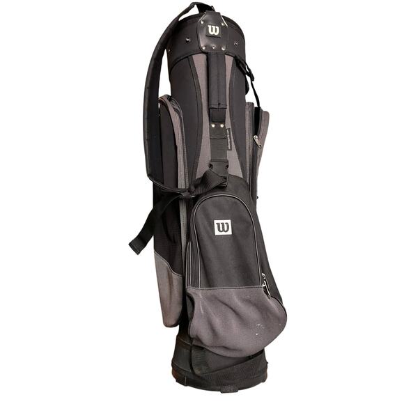 Wilson 34" Black 6 Way Cart/Carry Canvas Bag Rain Hood Carry Strap w/rain cover - Picture 1 of 8